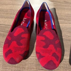 Rothy's Vibrant Red Camo Espadrille Flats